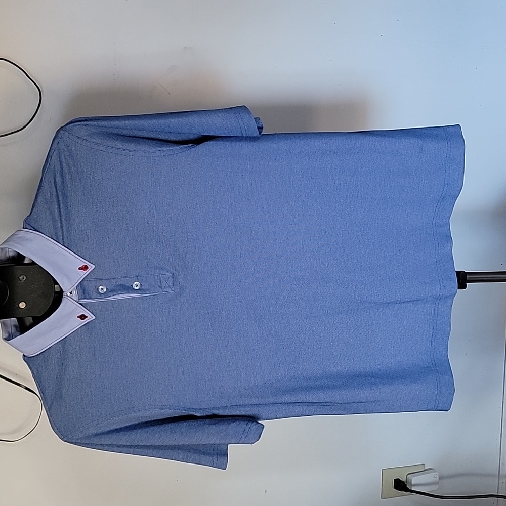 Johnston & Murphy Button Poloz Color Blue Chambray,  Size L